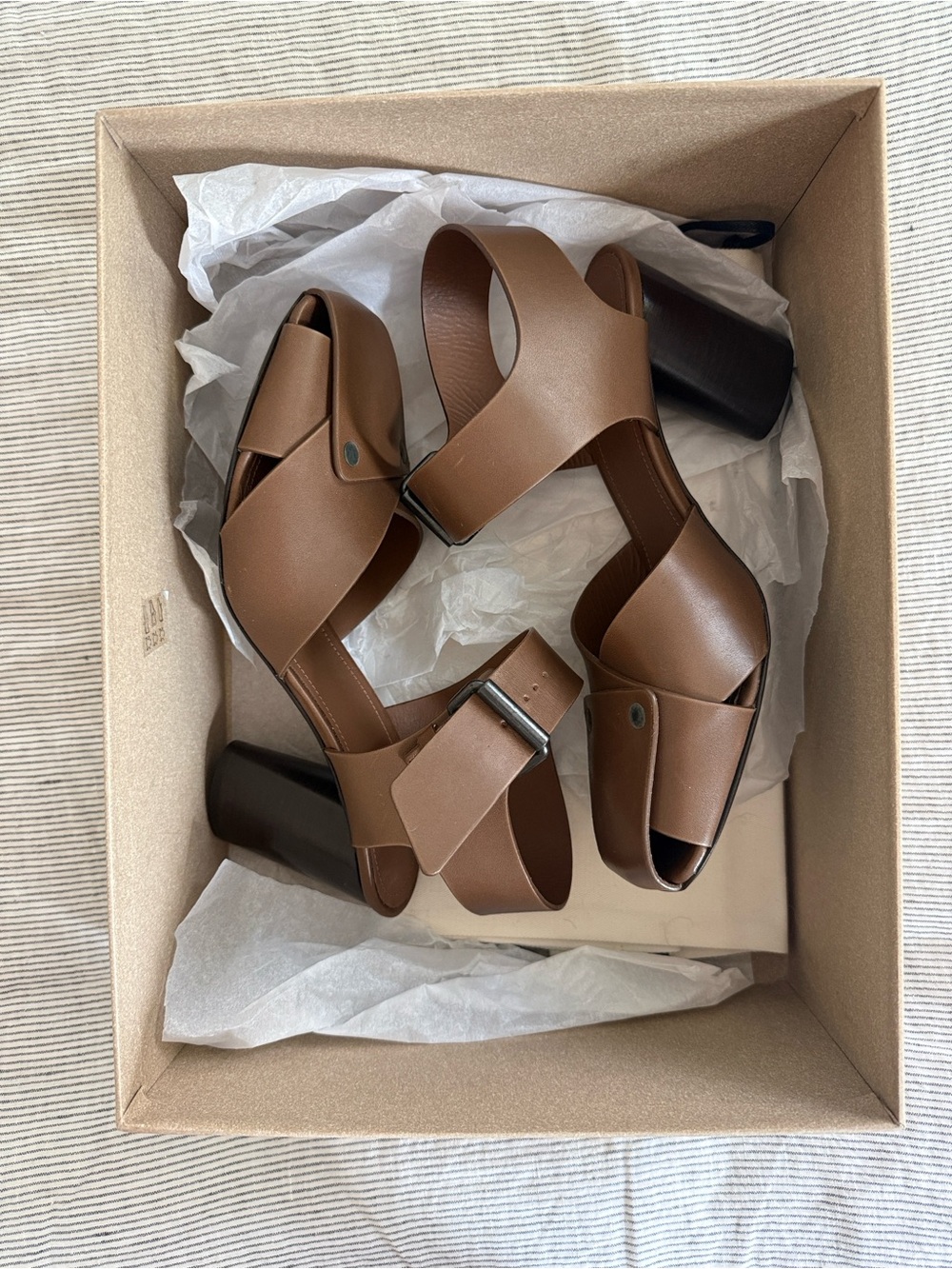 BNIB Lemaire block heel sandals brown